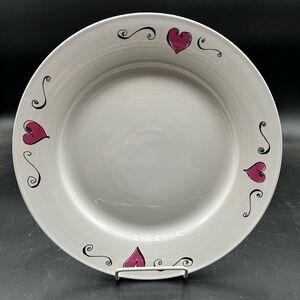 Rosanna Gray and Pink Heart Dinner Plate